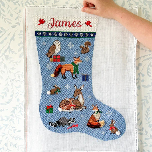 Christmas Forest Stocking with Free Stitch Guide