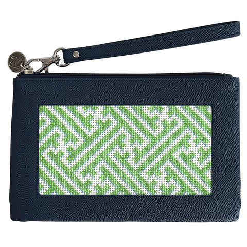 Navy Leather Accessory Bag Bradley Needlepoint