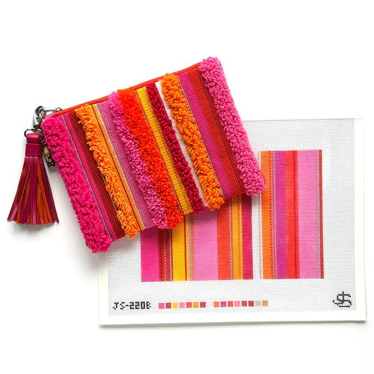 Tufted Stripe Clutch Pink/Orange