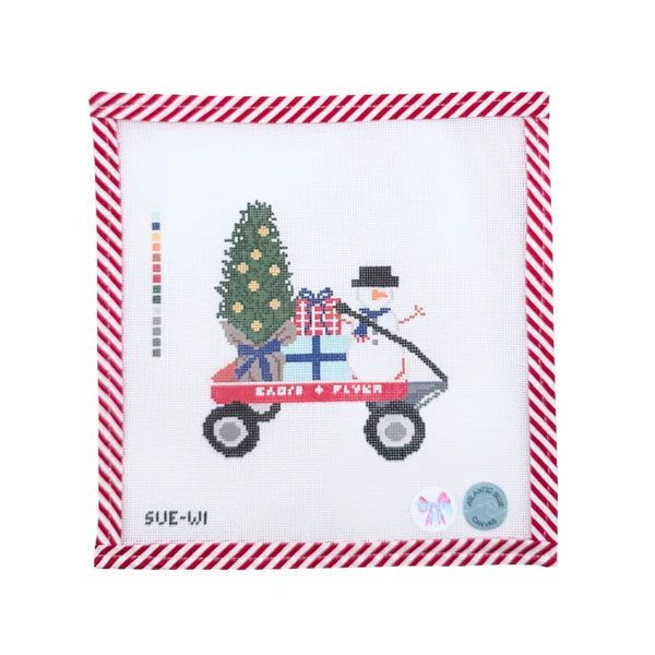 Christmas Wagon Atlantic Blue Canvas