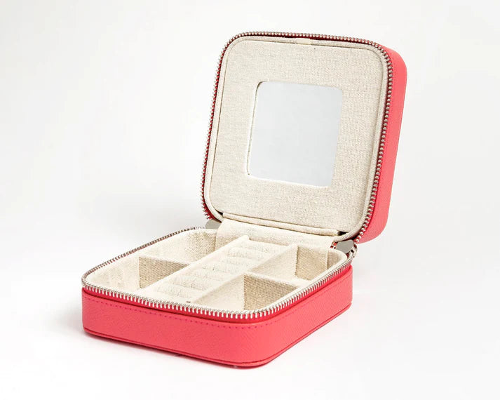 5" Leather Jewelry Box Coral