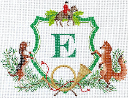 Monogram Crest - Hunter, Fox, Hound & Horn with Greenery