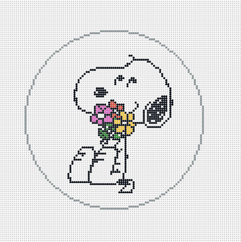Snoopy Hugging Flowers Canvas