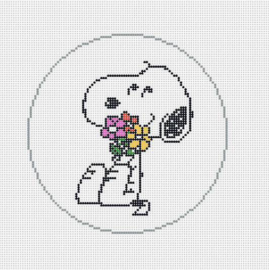 Snoopy Hugging Flowers Canvas