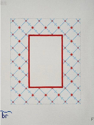 Frame Coral and Blue Blue Ridge Stitchery