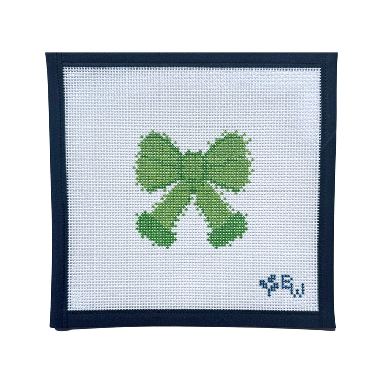 Grinch Bow Boxwood Needlepoint