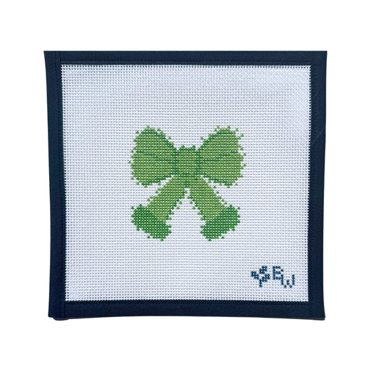 Grinch Bow Boxwood Needlepoint