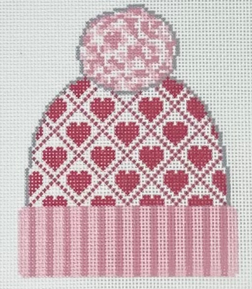 Beanie - Hearts, Pink