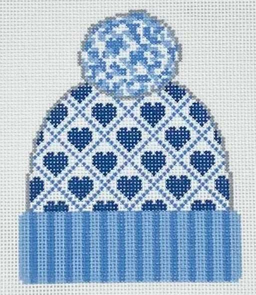 Beanie - Hearts, Blue