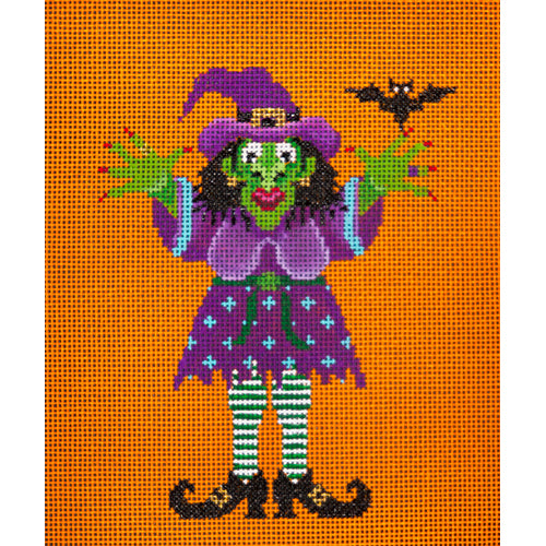 JP Needlepoint Black Hair Senior Witch