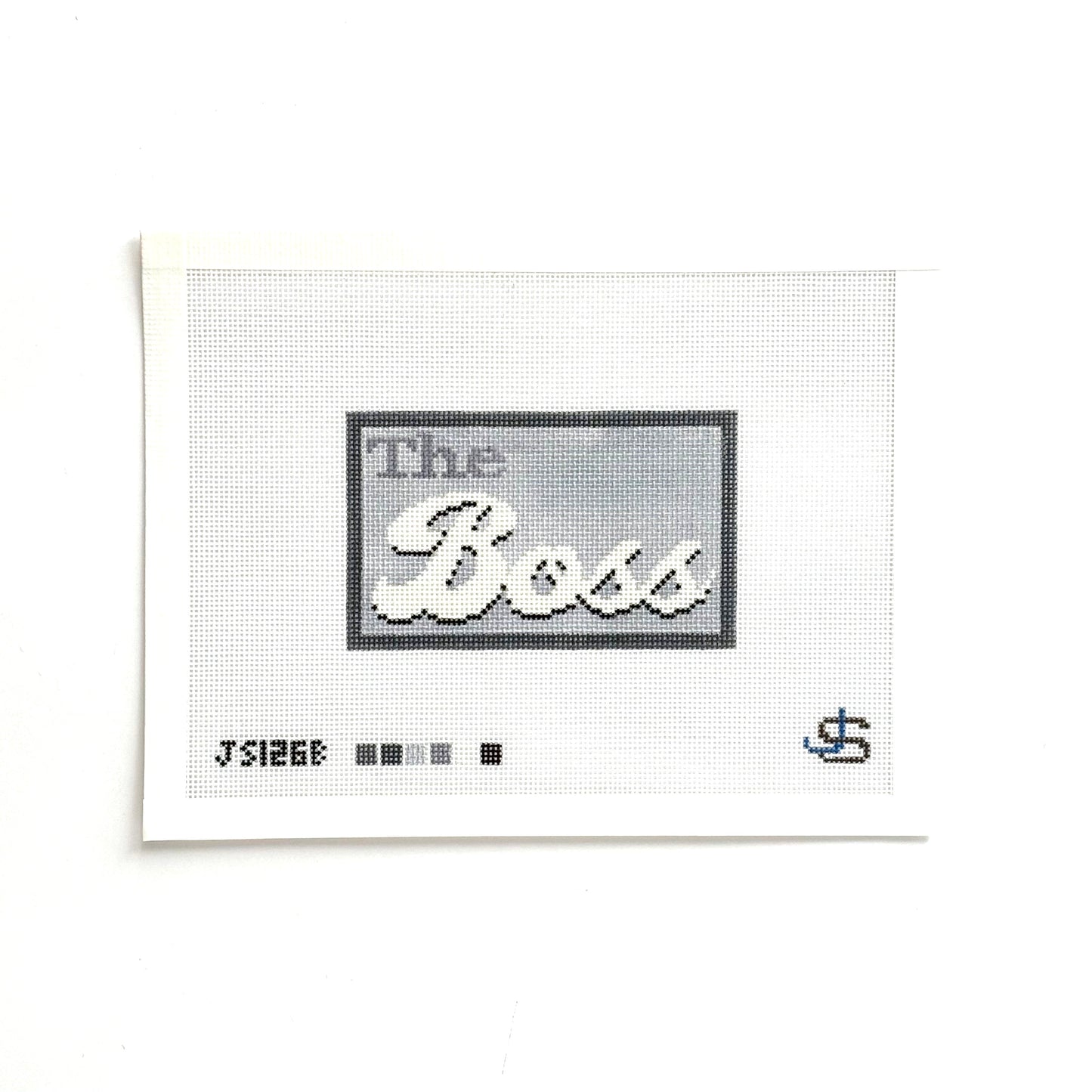 The Boss Paperweight / Ornament Needlepoint Canvas - Grayscale Scrolly Letters