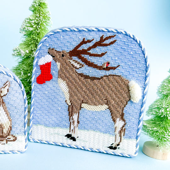 Reindeer with Stocking Christmas Forest Stitch Guide Included