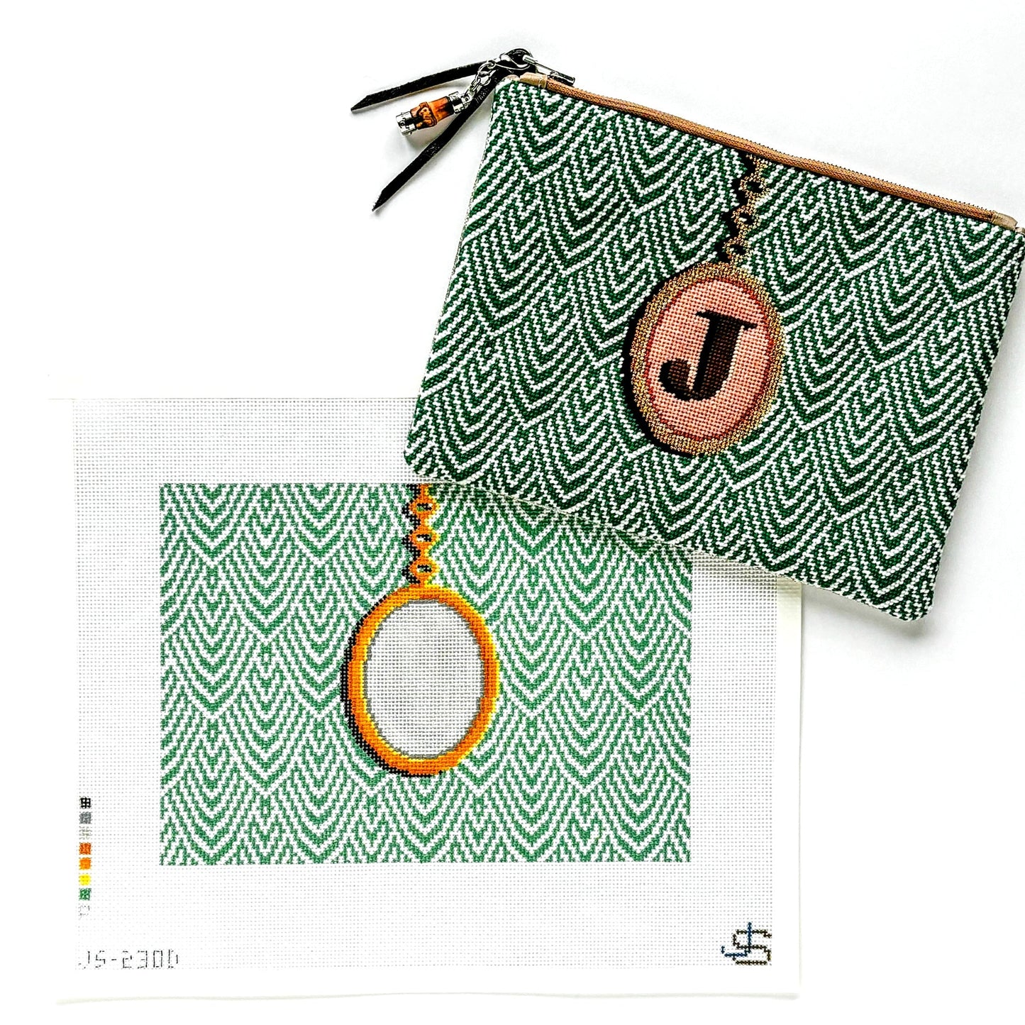 Pendant Clutch Needlepoint Canvas - Green