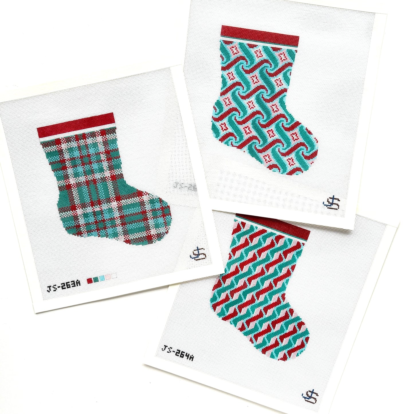 Plaid Mini Christmas Stocking Needlepoint Canvas