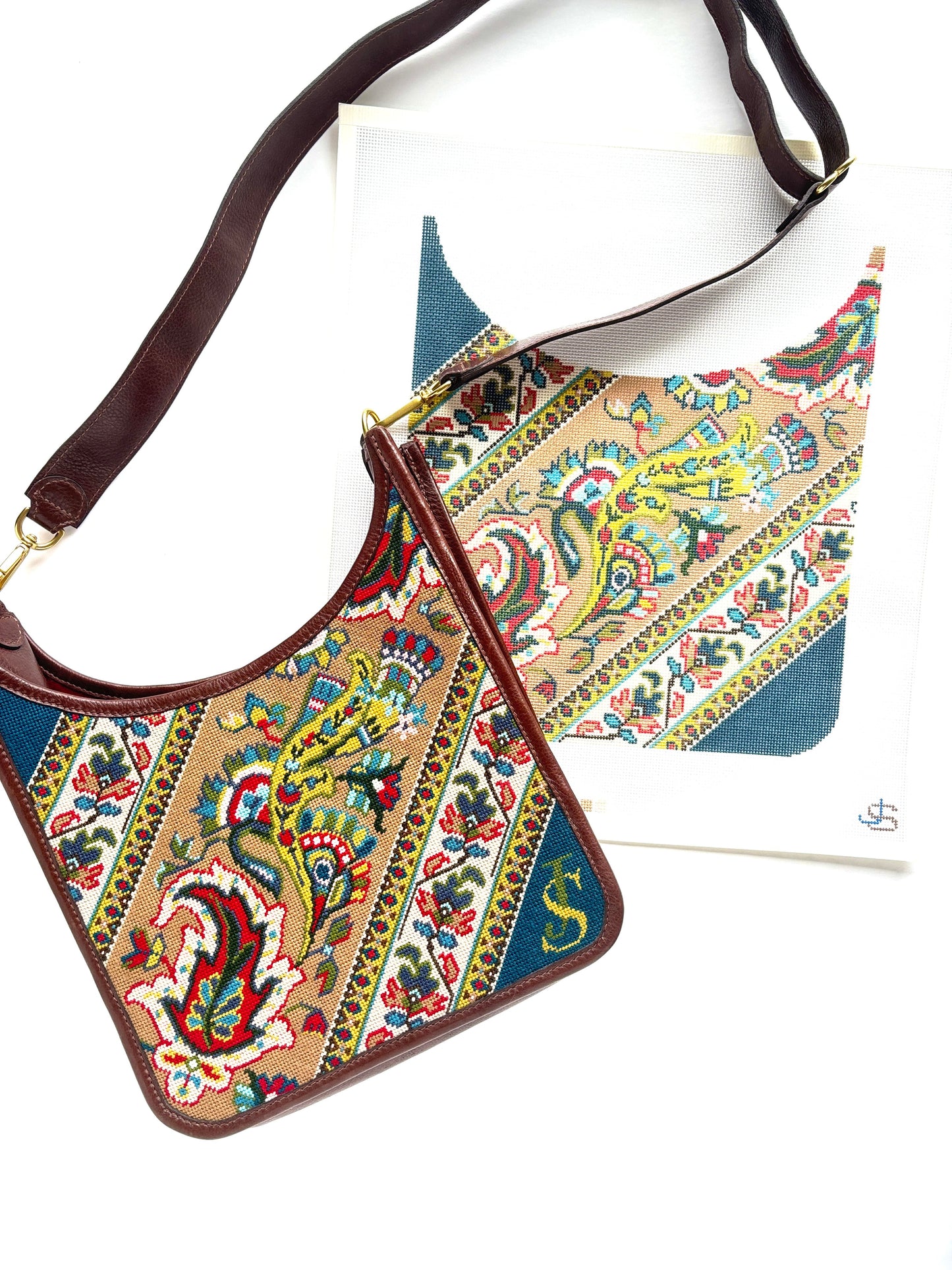 Paisley Purse Needlepoint Canvas - Cross Body Bag