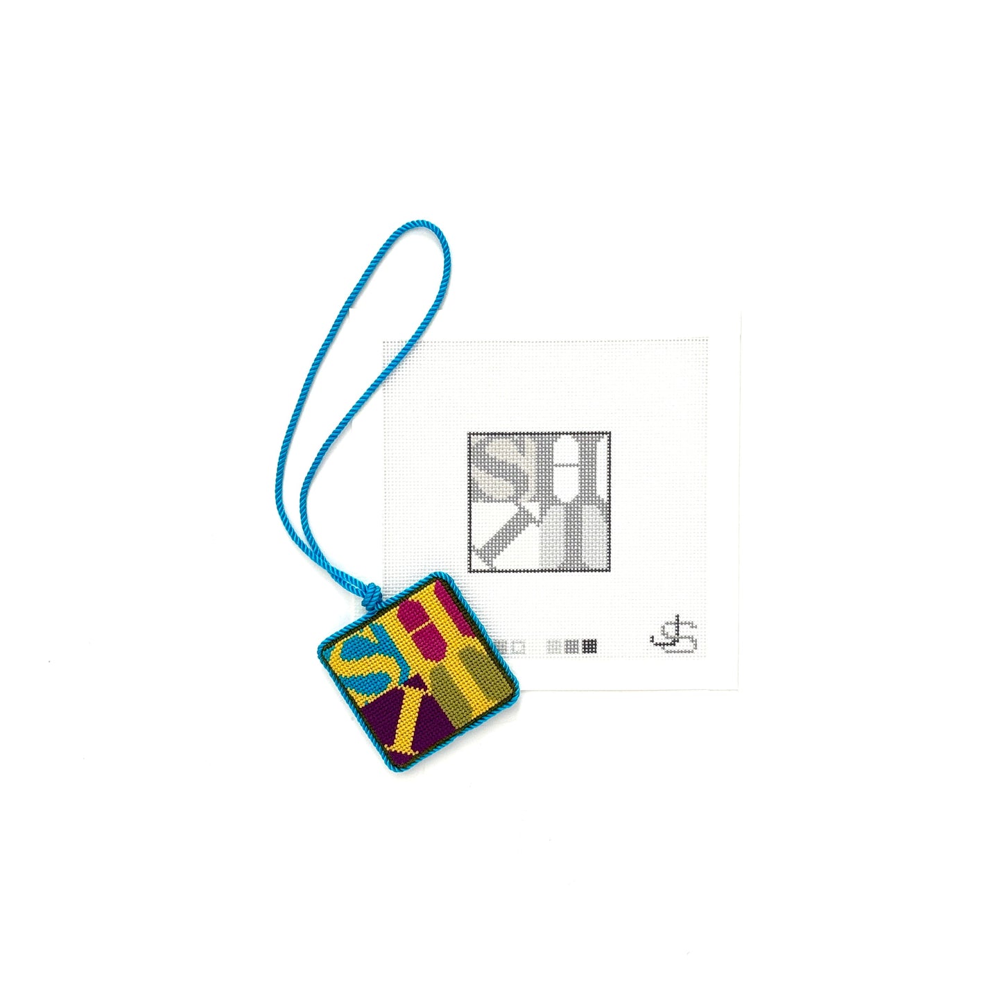 SHIT Bag Charm Mini Needlepoint Canvas - Grayscale