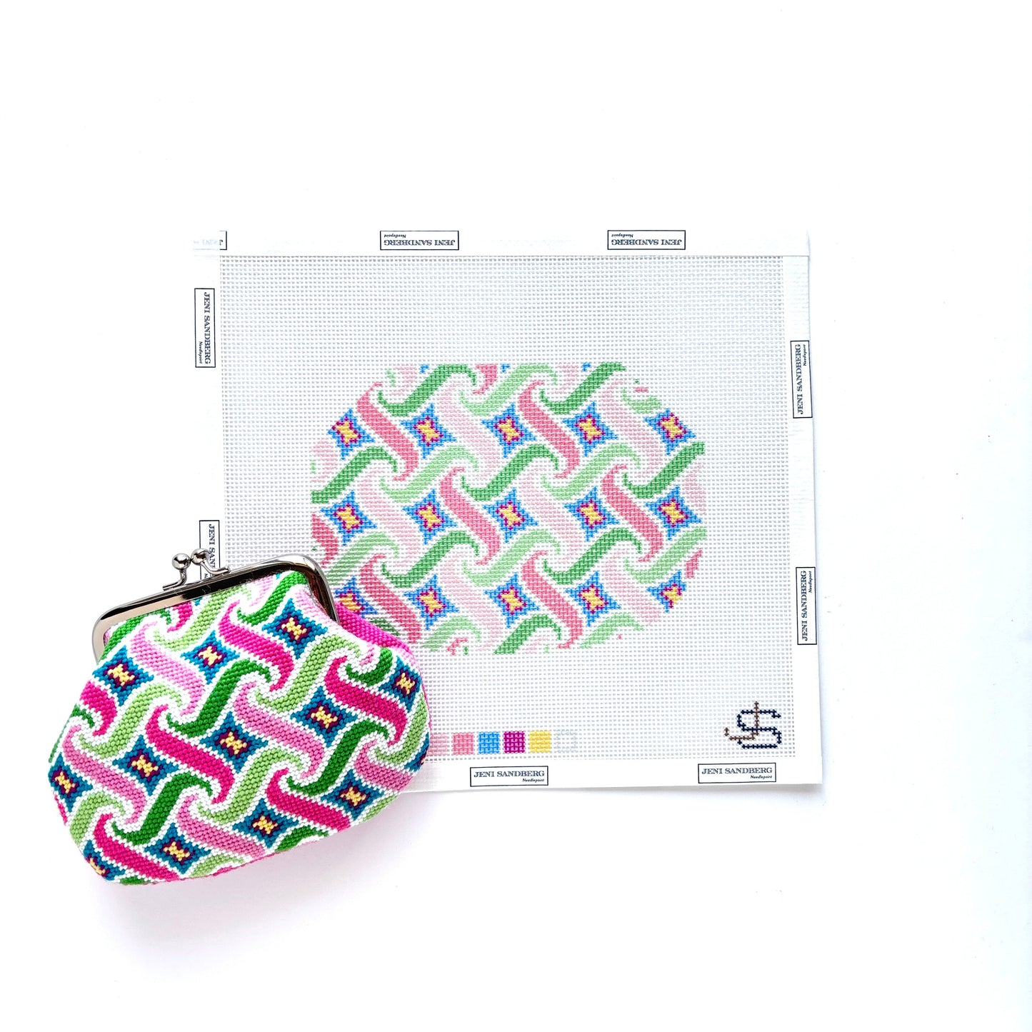 Swirl Kiss Lock Bag Needlepoint Canvas - pastels - PREORDER