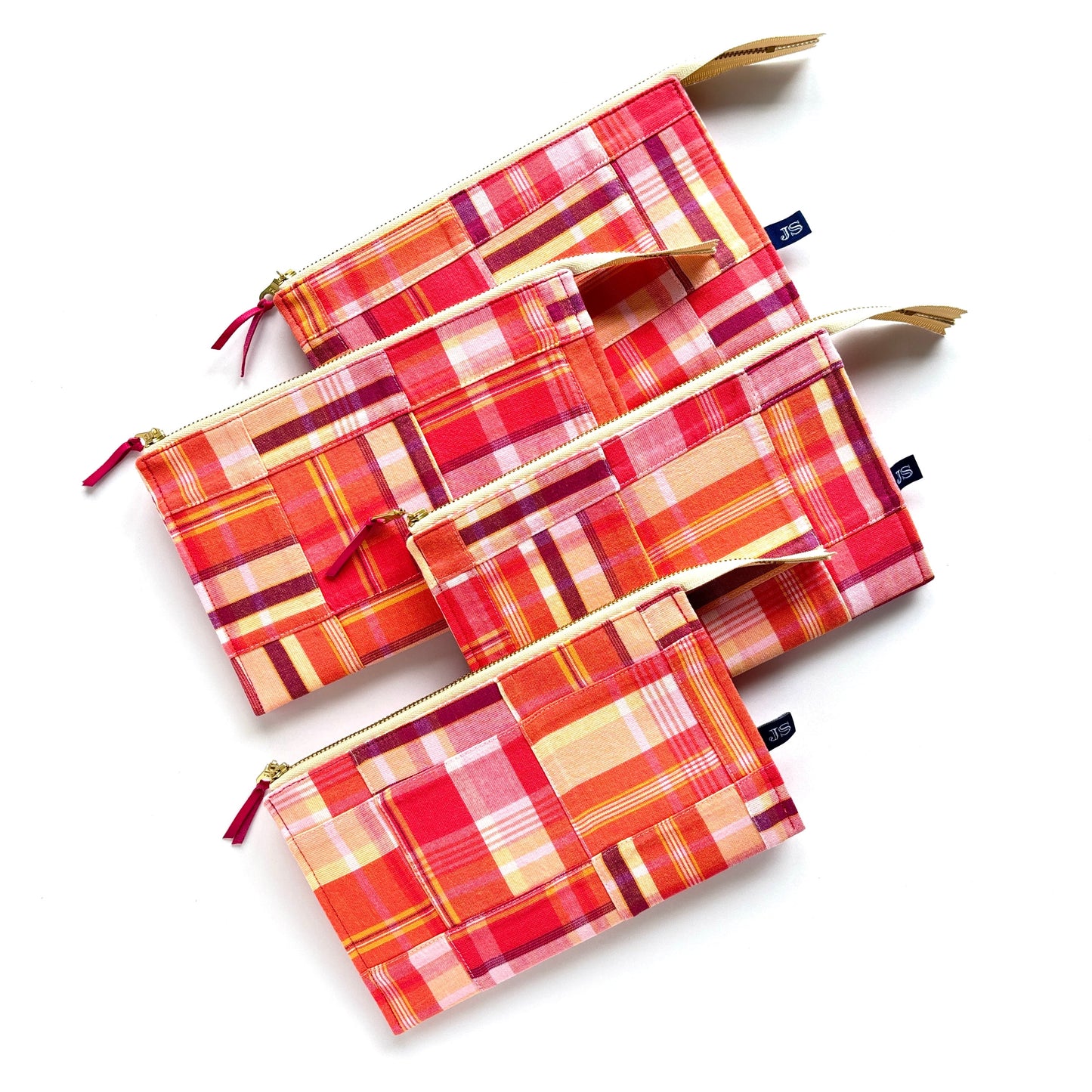 Pocket Bag - Needlepoint Project Bag - Madras Patchwork