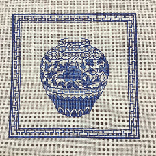 KCN Blue Urn with Border Canvas KCD4015