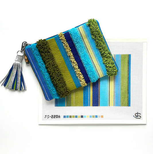 Tufted Stripe Clutch Blue/Green