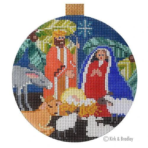 Nativity Round Ornament by Kirk and Bradley