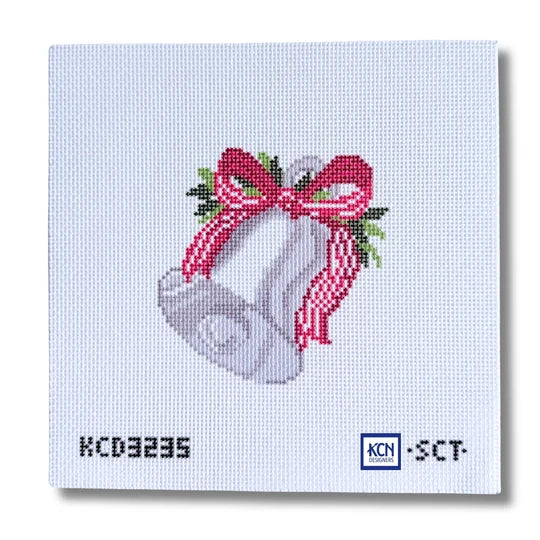 Silver Bell with Red Bow KC Designers