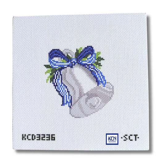 Silver Bell with Blue Bow KC Designers
