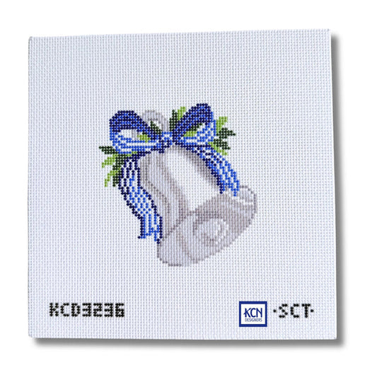 Silver Bell with Blue Bow KC Designers