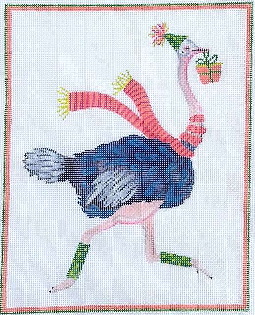 Party Animal Ostrich with Party Hat, Gifts and Pink Hat