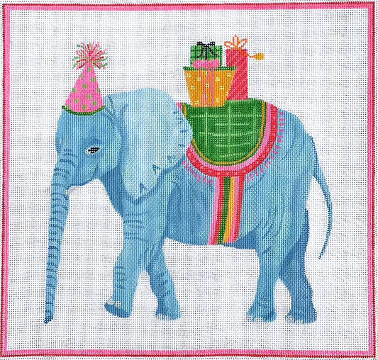 Party Animal Elephant with Gifts and Pink Party Hat