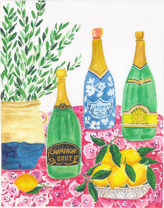 Champagne Still Life Lemons & Olive Branches Lindsay Brackeen