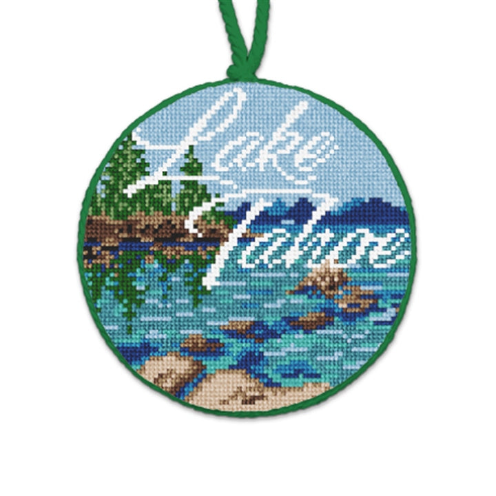 Lake Tahoe Round Needlepaint 103112