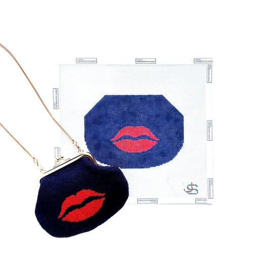 Lips Red and Blue Kiss Lock Bag Jeni Sandberg
