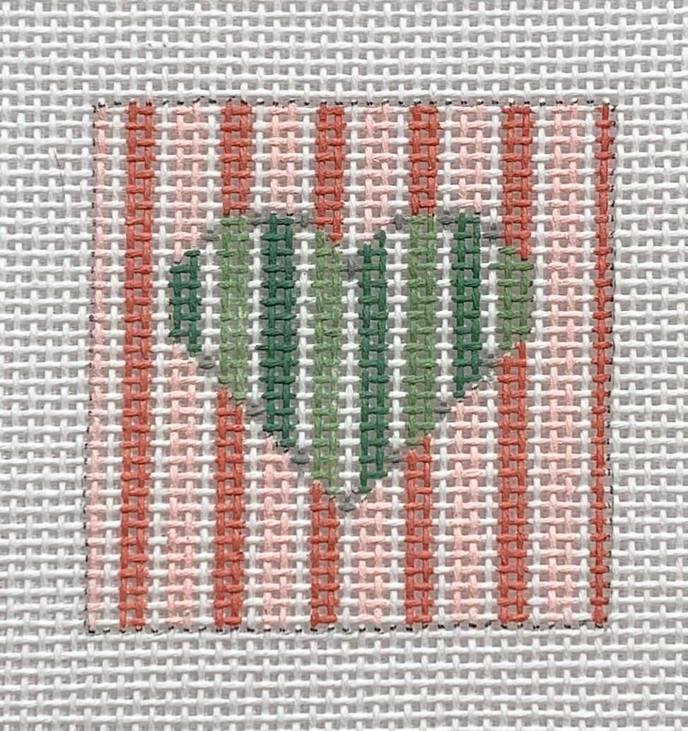 Sage Green Heart-Melon Stripes (RETIRING)