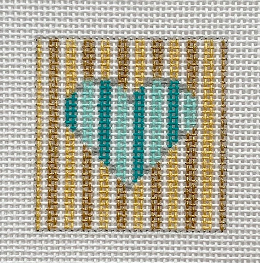 Turquoise Heart-Gold Stripes (RETIRING)