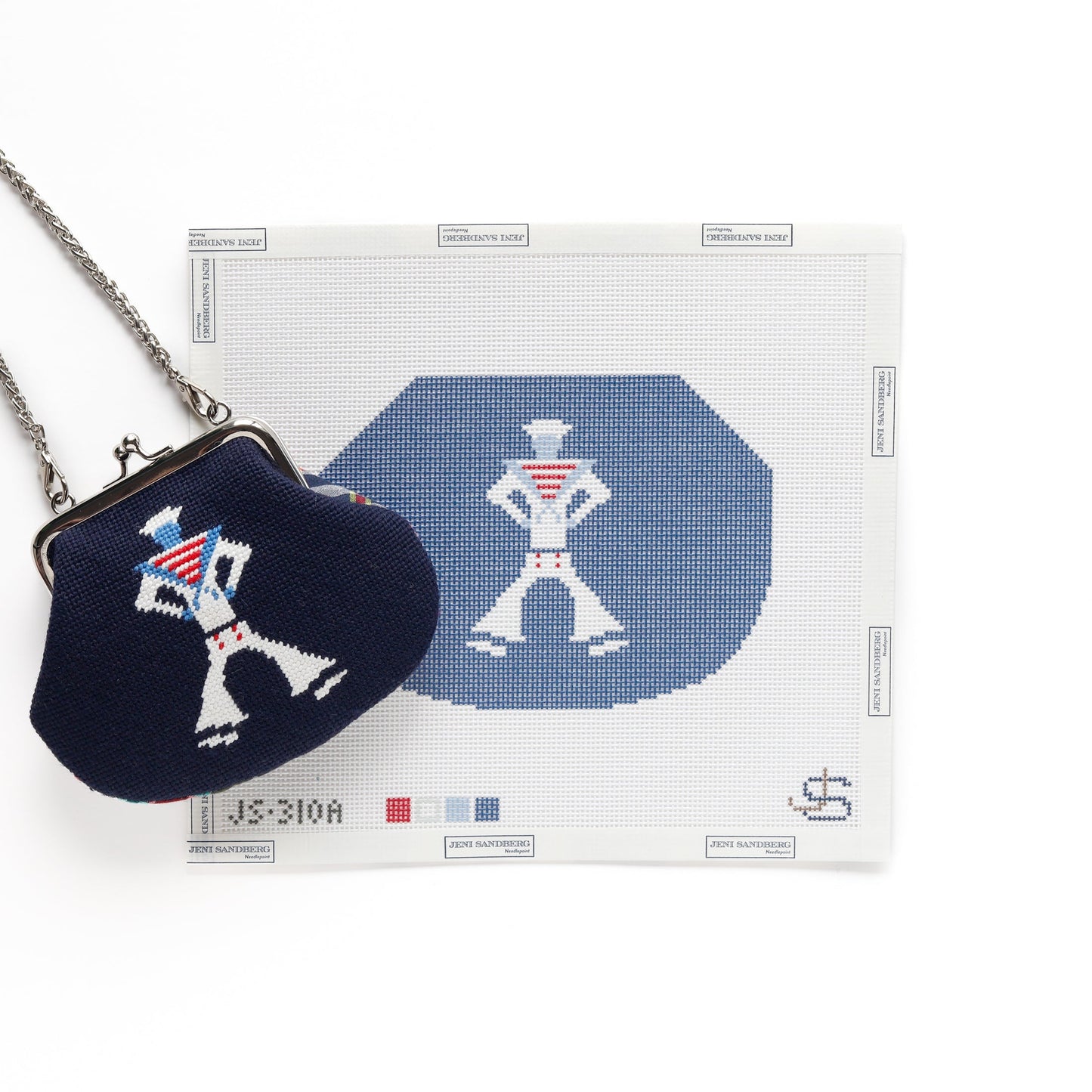 Sailor Kiss Lock Bag Needlepoint Canvas - PREORDER