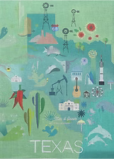 Texas Map Travel Poster Max & Oscar