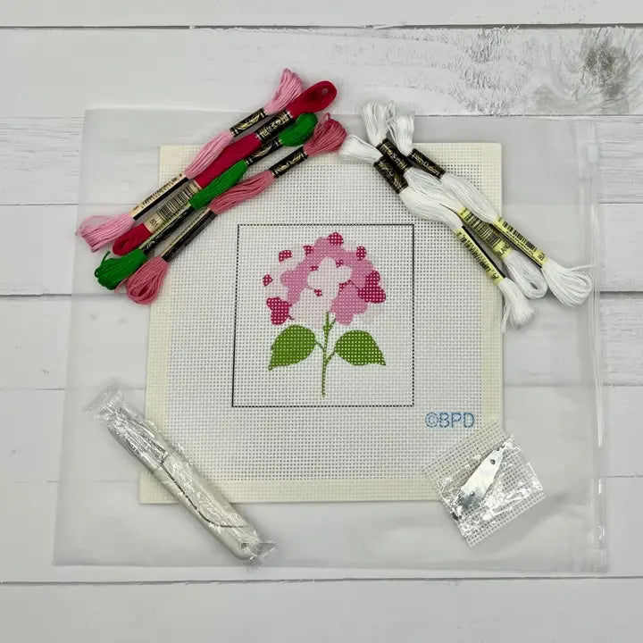 Pink Hydrangea Needlepoint Kit Blue Poppy Designs