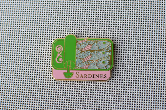 Pink & Green Sardine Can Needle Minder Go Stitch Studio
