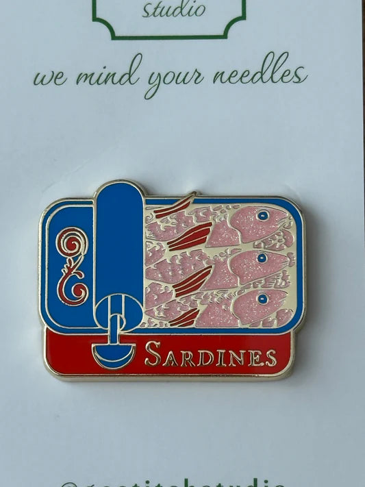 Red & Blue Sardine Can Needle Minder Go Stitch Studio