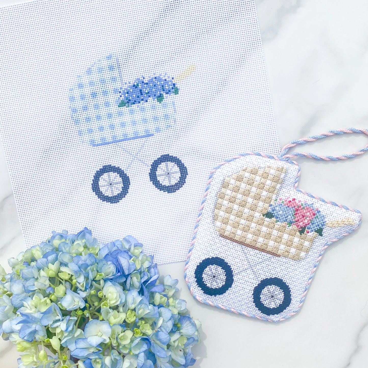Blue Hydrangea Baby Carriage