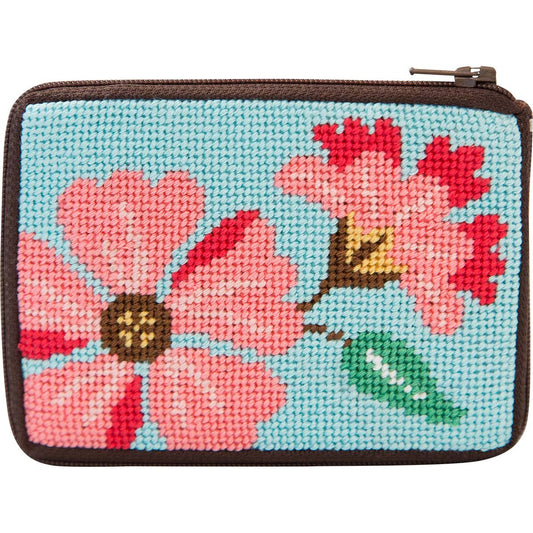 Stitch & Zip Pink Flowers Coin Purse