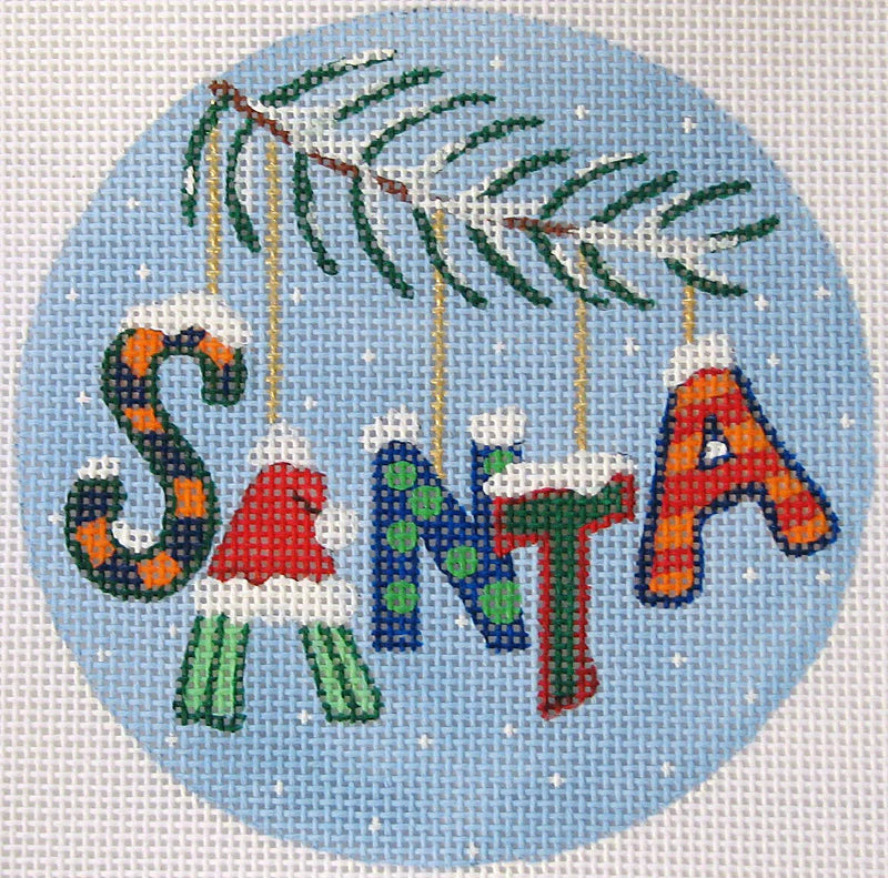 Santa Blue Christmas Words Ornament