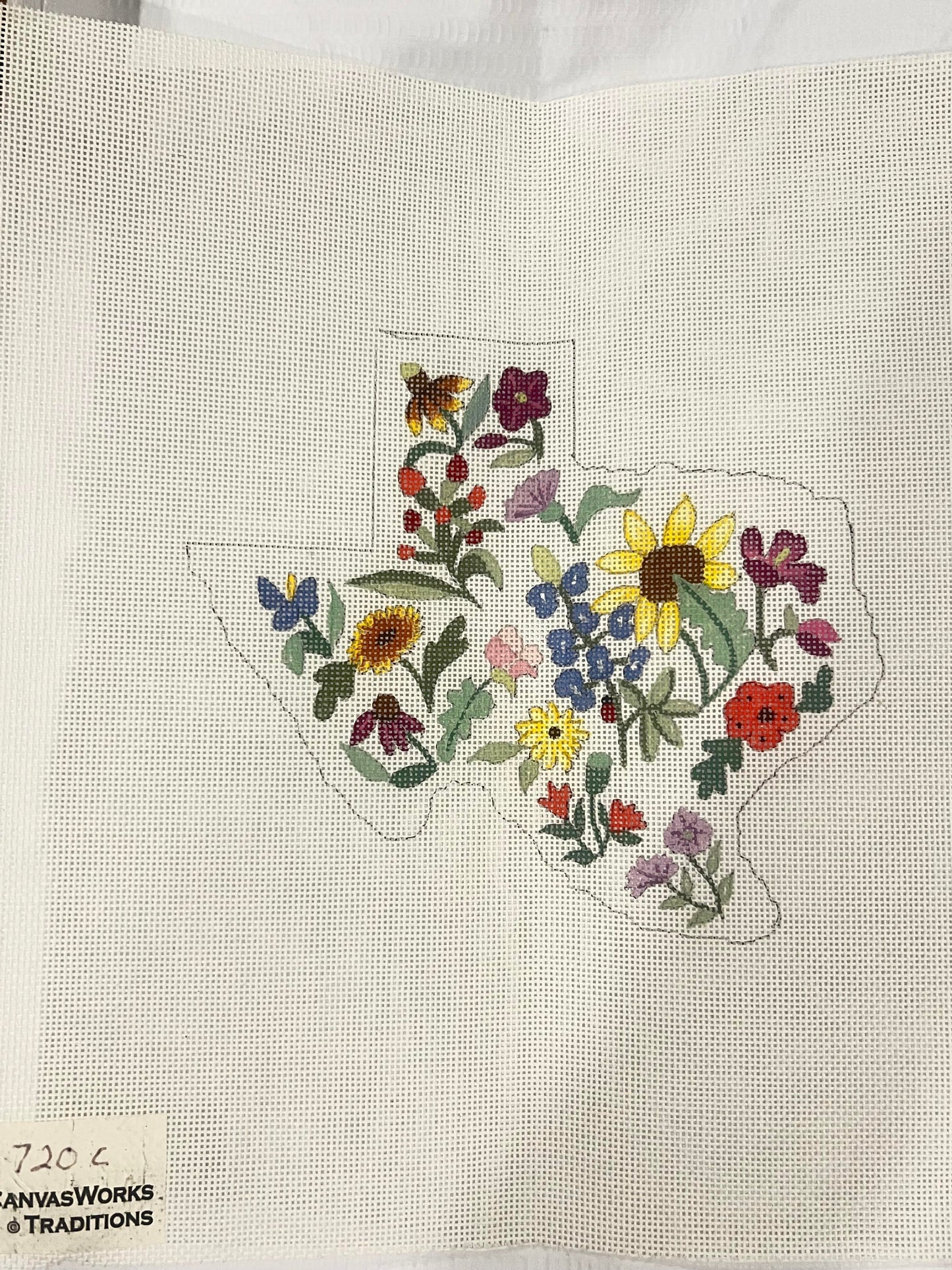 Texas State Outline with Wildflowers CanvasWorks Traditions 720C