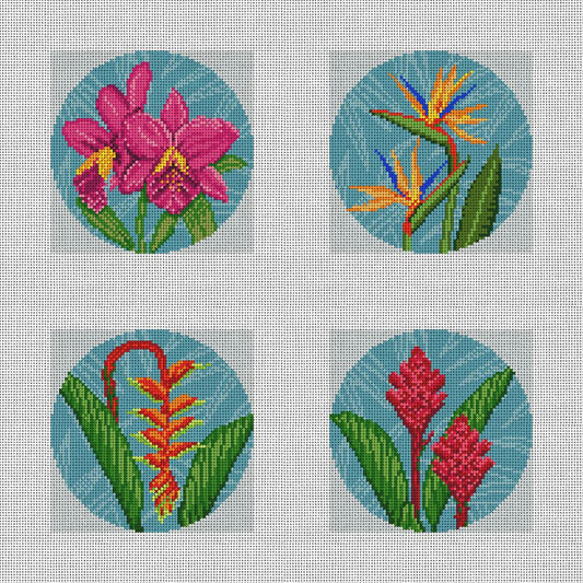 Tropical Flower Coaster Set