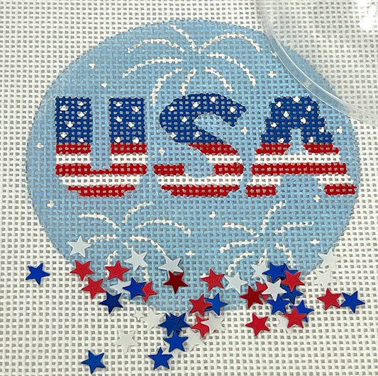 Patriotic USA 3" Round Dome&Confetti