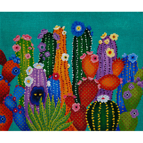 JP Needlepoint Hibiscus Cactus Smacked Us Too