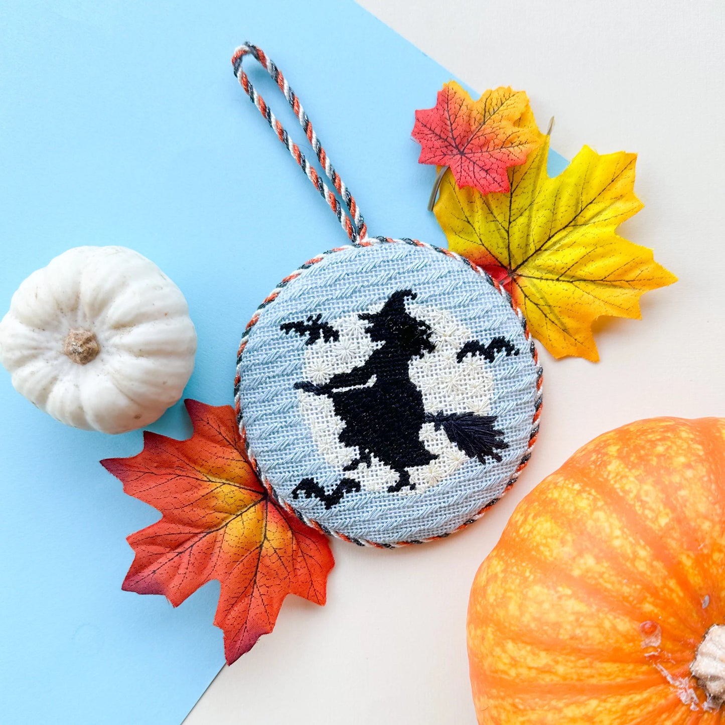 Witch Silhouette Ornament Stitch Style