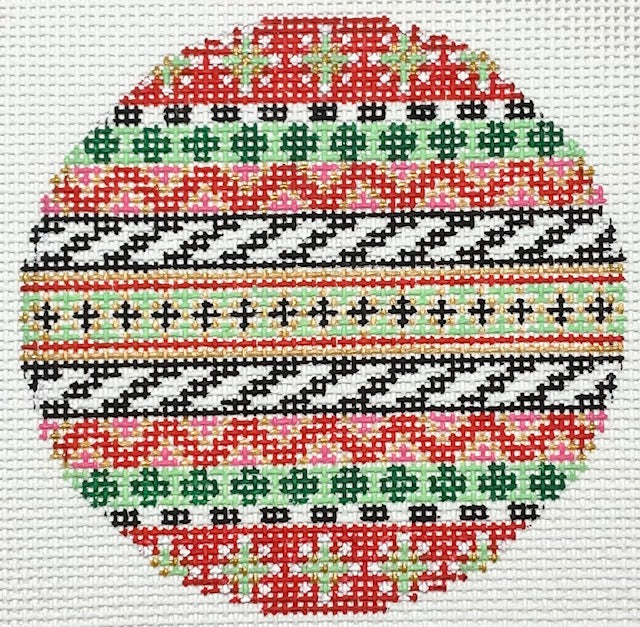 Black Diamonds on Green Stripe, 13m