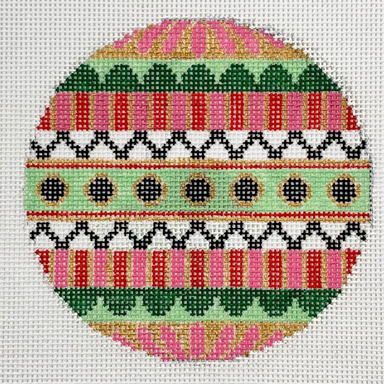 Black Circles on Green Stripe